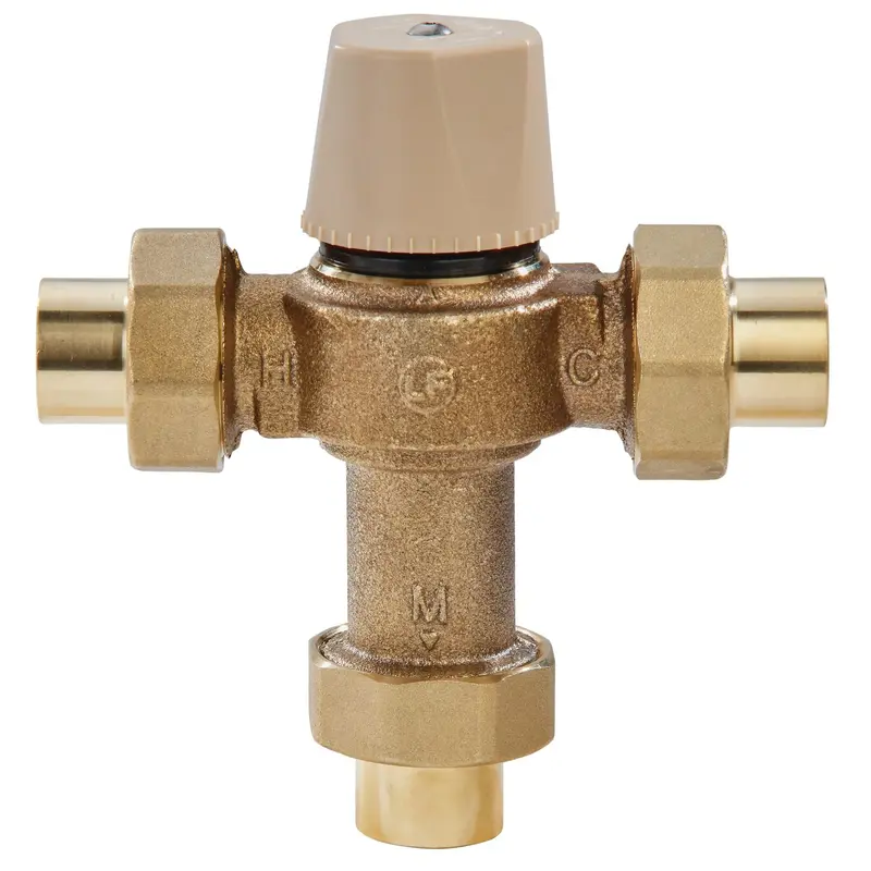 Watts LFMMVM1-US 3/4 3/4 IN Lead Free Thermostatic Mixing Valve, Solder Union End Connections, Adjustable Out 80-120 F 0559118