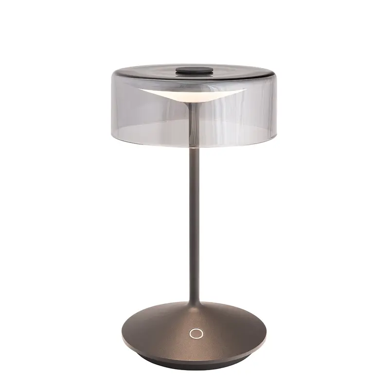 Zafferano  LD0720N3 Crystal Table Lamp - Dark Grey W/Smoke Glass