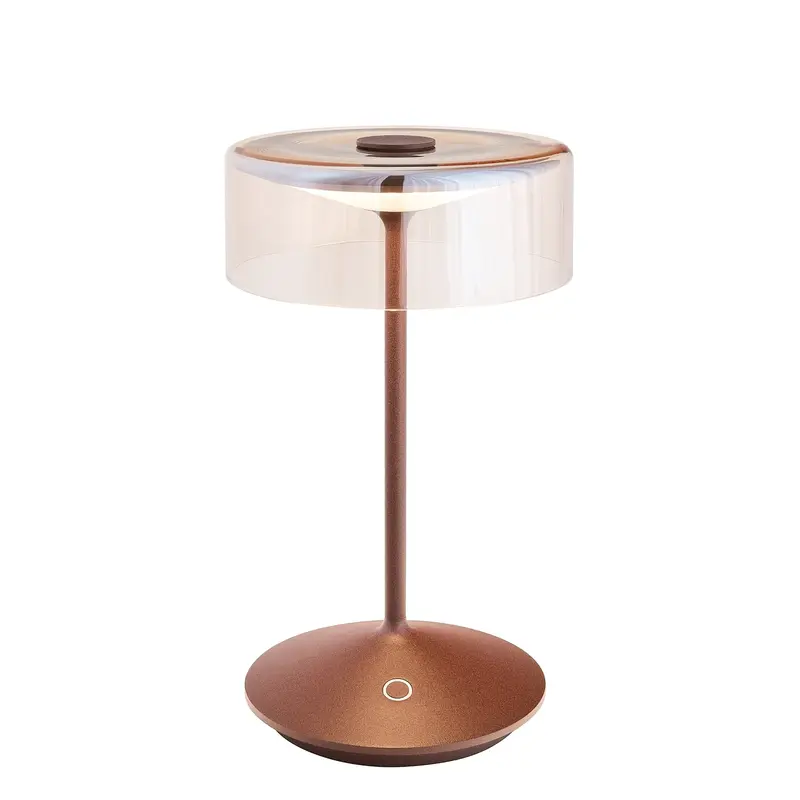 Zafferano LD0720R3 Crystal Table Lamp - Rust W/Amber Glass