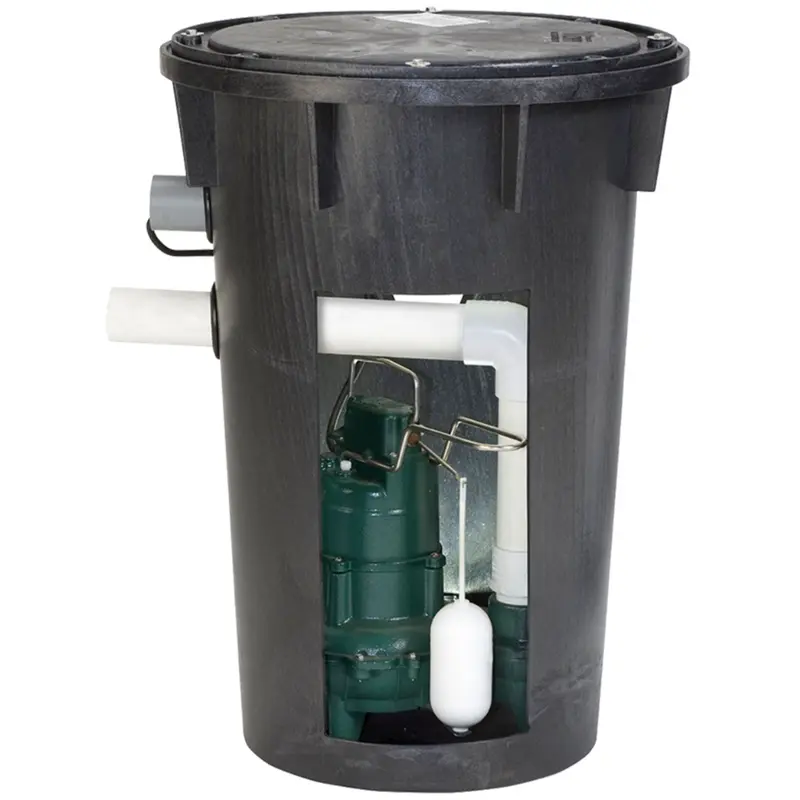 Zoeller 912-0082 Simplex 18″×30″ Side-Discharge Sewage Package with M264 Pump + Free 0850-20 Valve